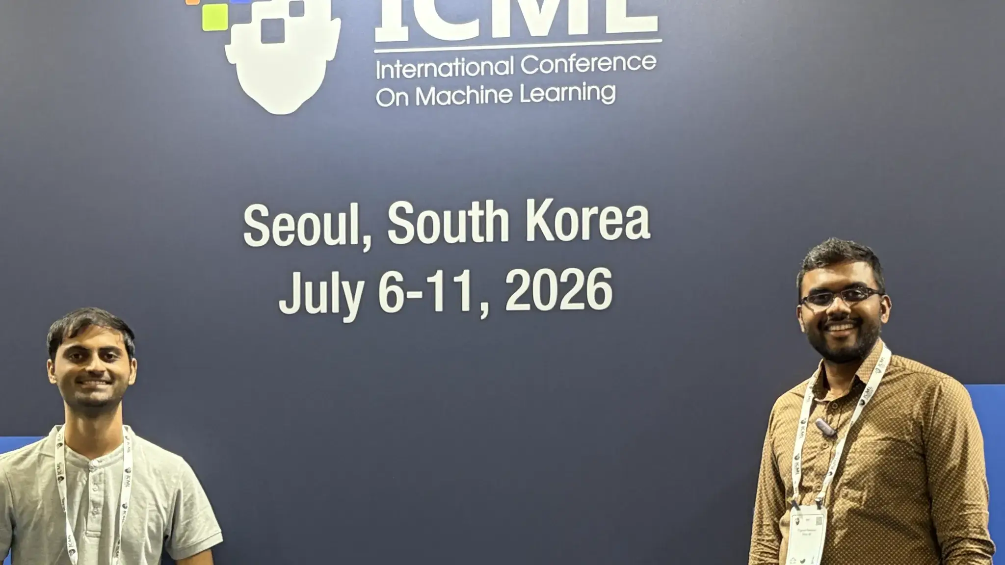 Yogendra Manawat in front of ICML 2026 venue