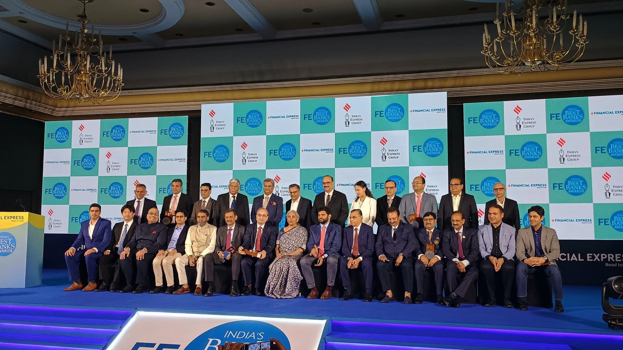 Attendees onstage at India's Best Banks Awards