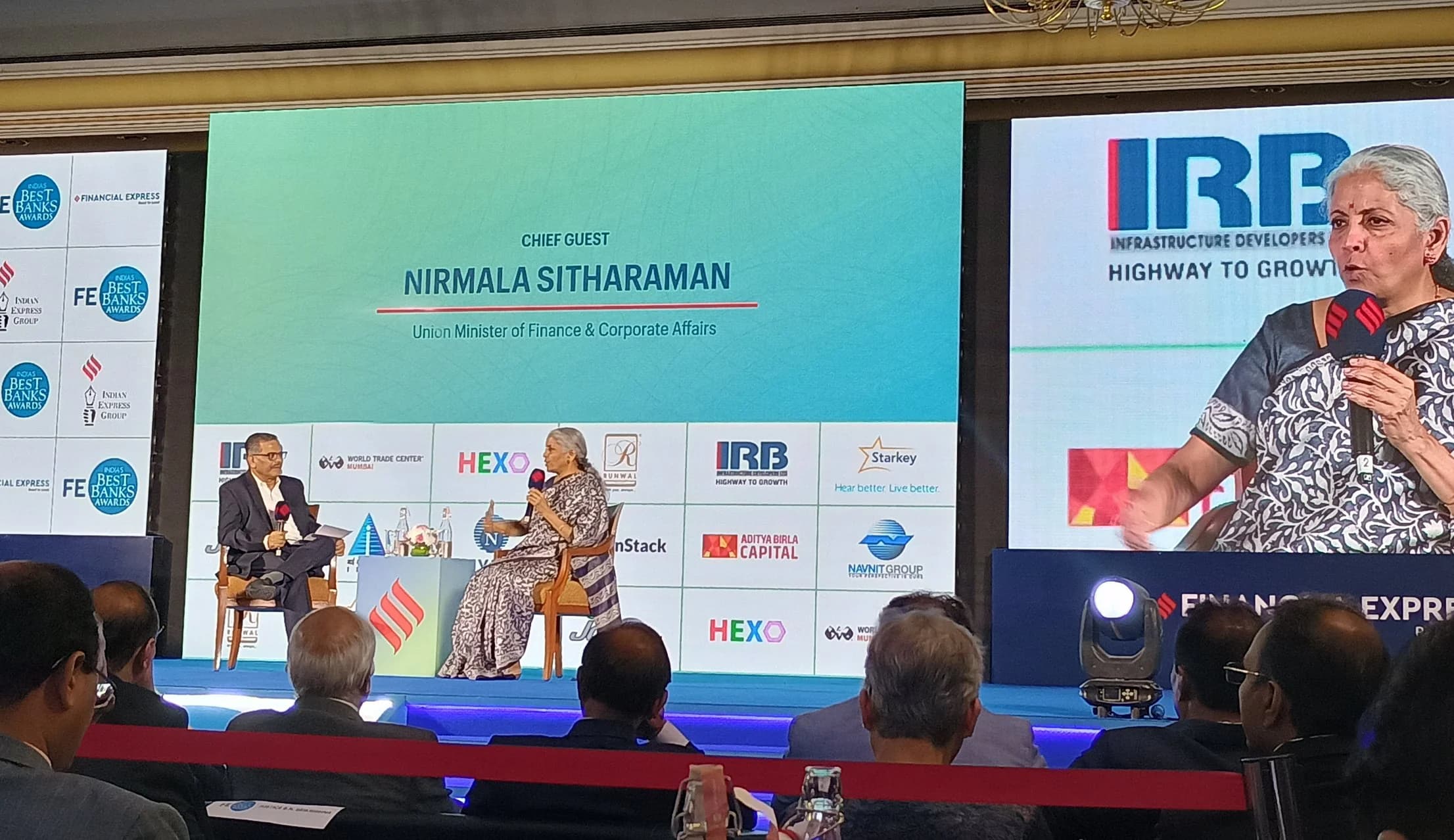 Nirmala Sitharaman speaking at India's Best Banks Awards